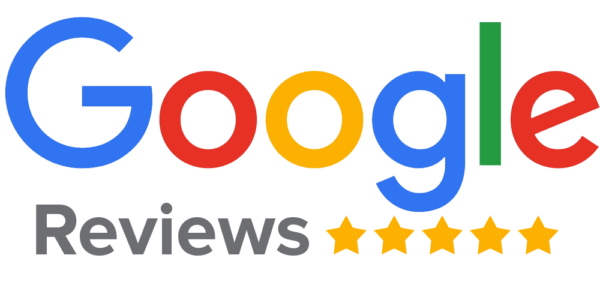 Google Reviews text with five yellow stars underneath.